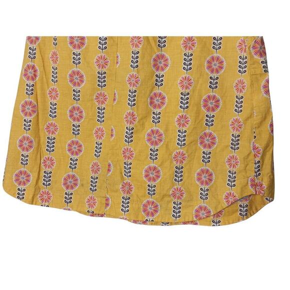 Sunhee Moon Yellow Floral Cotton Skirt with Tie Front | Size 3 | Made in USA - Picture 9 of 12